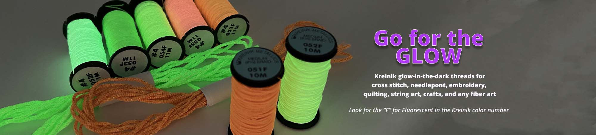 Kreinik glow-in-the-dark threads make projects fun