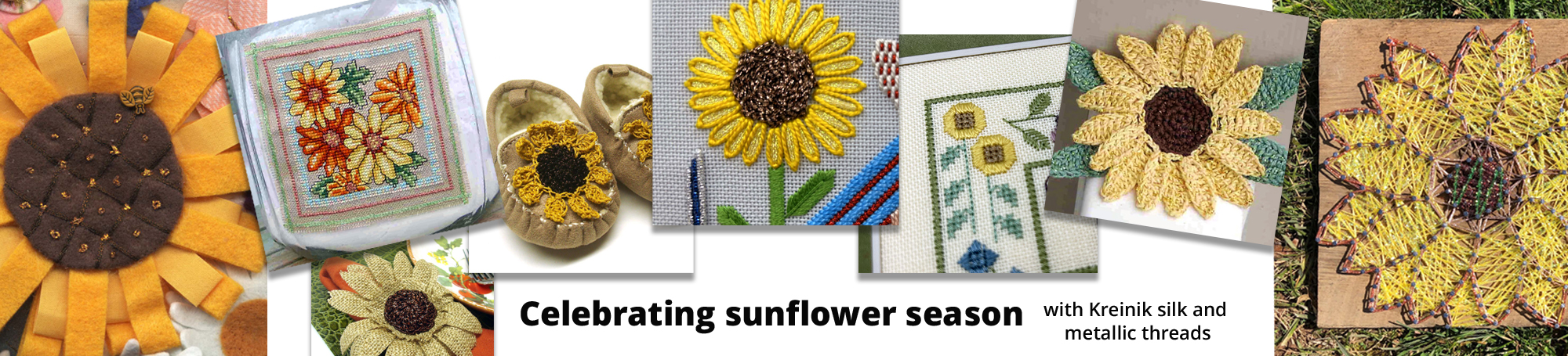 Kreinik metallic and silk threads make gorgeous sunflowers