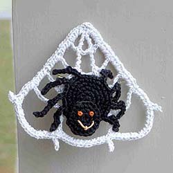 Spider On Web Crocheted Pin